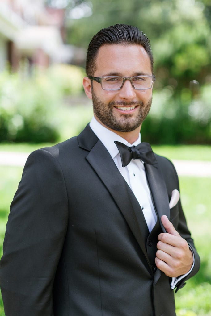 Groom portraits outside their home in Pittsburgh