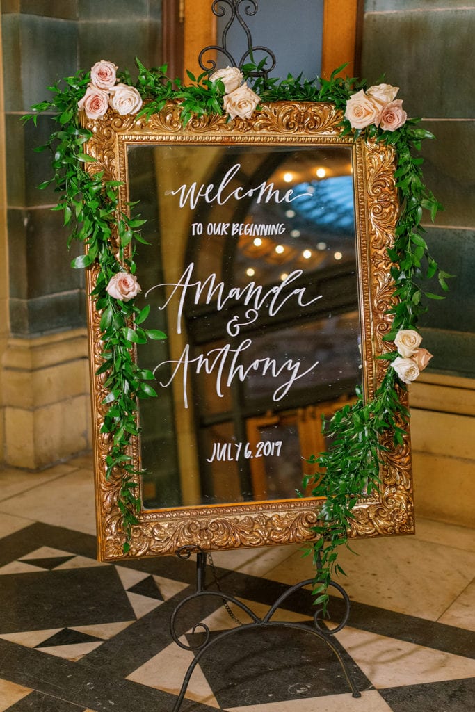 Wedding reception signage calligraphy by Oh Joyful Day