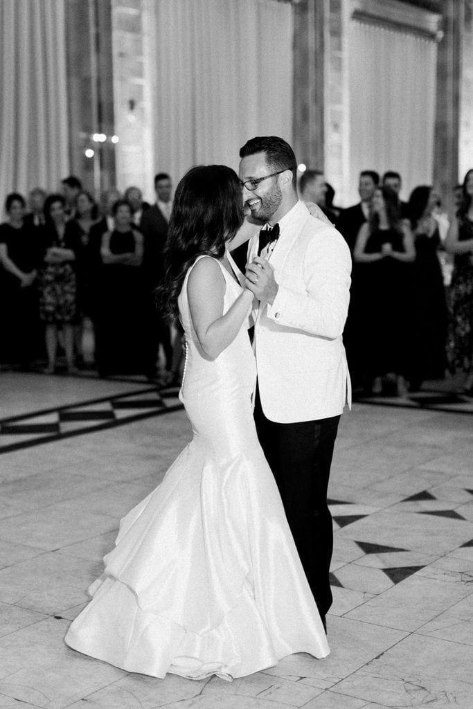 Bride and groom share their first dance