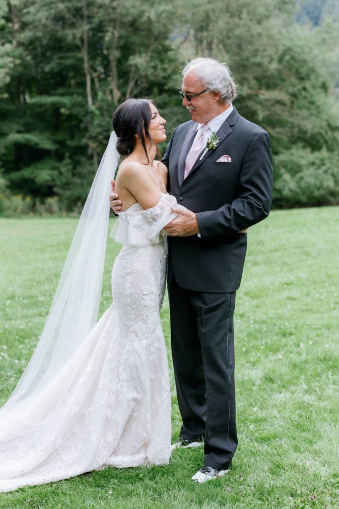 Father Daughter first look the morning of the wedding