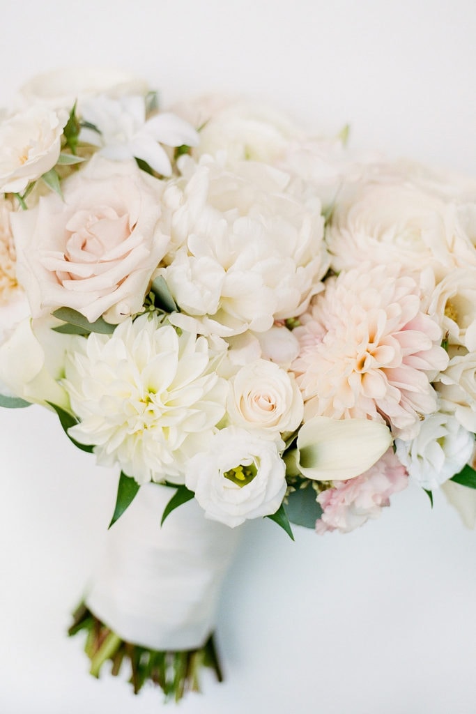 Blush Pink and White Wedding Flowers: Romantic Mauve Carnegie Music Hall Wedding captured by Lauren Renee