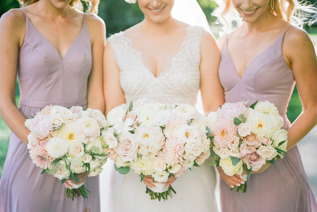 Pink and White Wedding Bouquets by The Farmers Daughter: Romantic Mauve Carnegie Music Hall Wedding captured by Lauren Renee