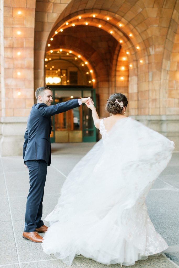 Outdoor wedding portraits for modern fall Pittsburgh wedding captured by Pittsburgh wedding photographer Lauren Renee