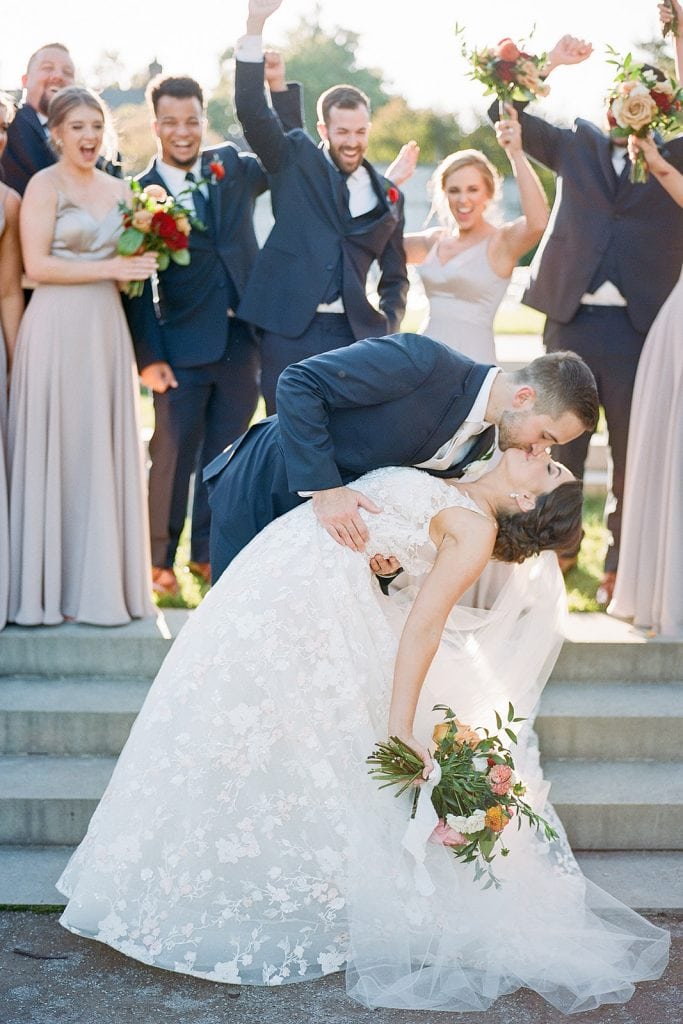 Outdoor wedding portraits for modern fall Pittsburgh wedding captured by Pittsburgh wedding photographer Lauren Renee