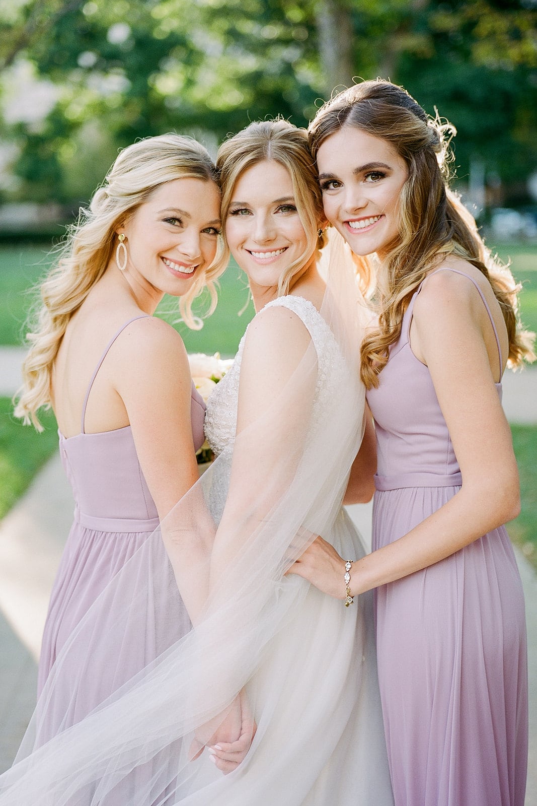 Sisters with the bride on her wedding day