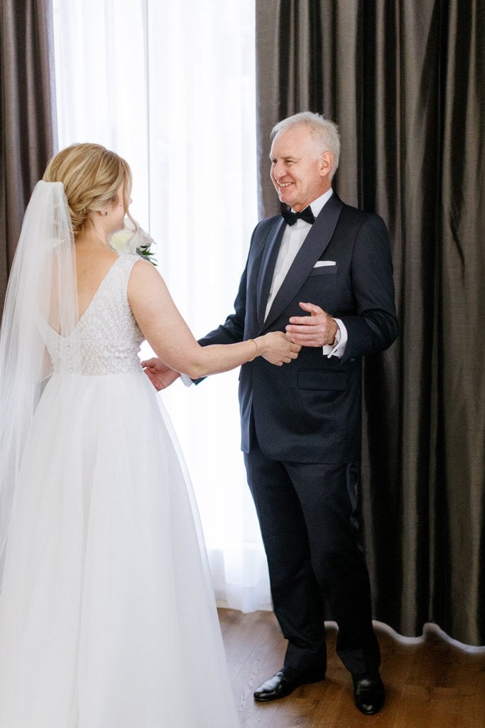 Bride's first look with her father