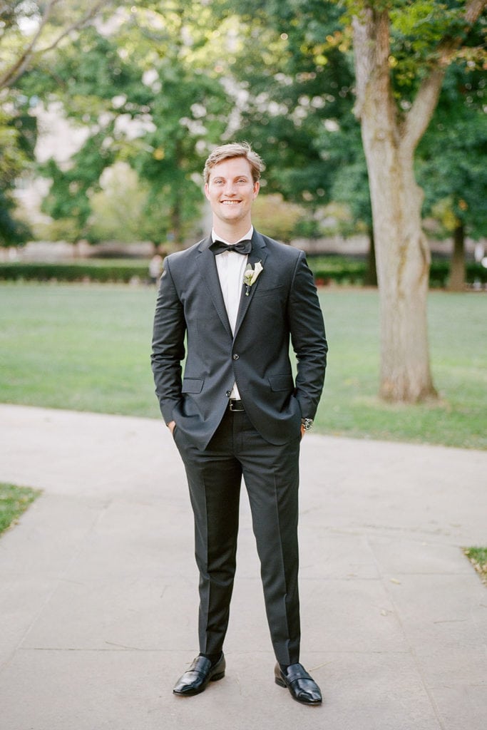 Groom portraits wearing a tux from Ted Baker