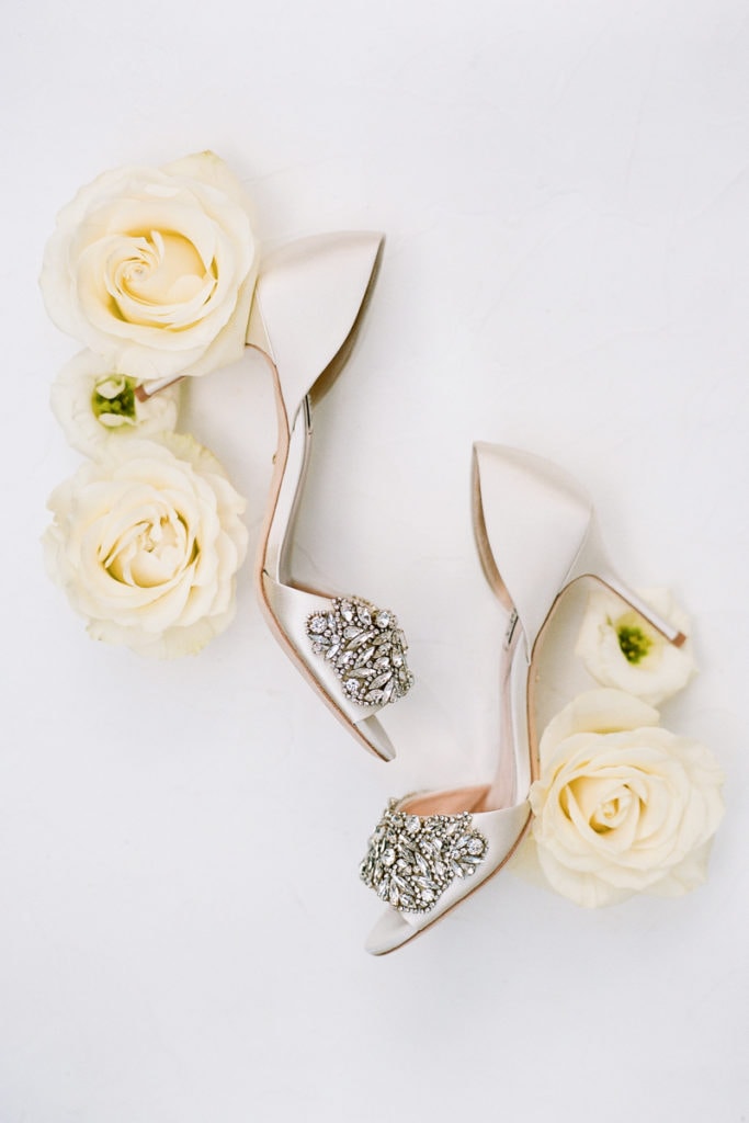 Embellished Bridal Shoes: White and Gold Pittsburgh Field Club Wedding captured by Lauren Renee