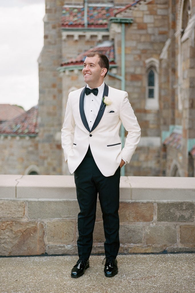 Grooms Portrait: White and Gold Pittsburgh Field Club Wedding captured by Lauren Renee