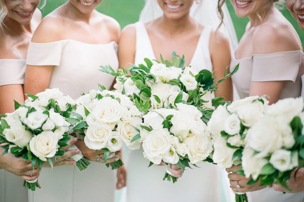 Bridal Party Bouquets: White and Gold Pittsburgh Field Club Wedding captured by Lauren Renee