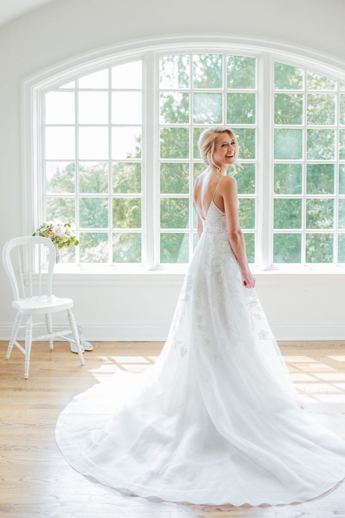 Bridal portrait in Lela Rose: Black Tie Fox Chapel Golf Club Wedding captured by Pittsburgh wedding photographer Lauren Renee