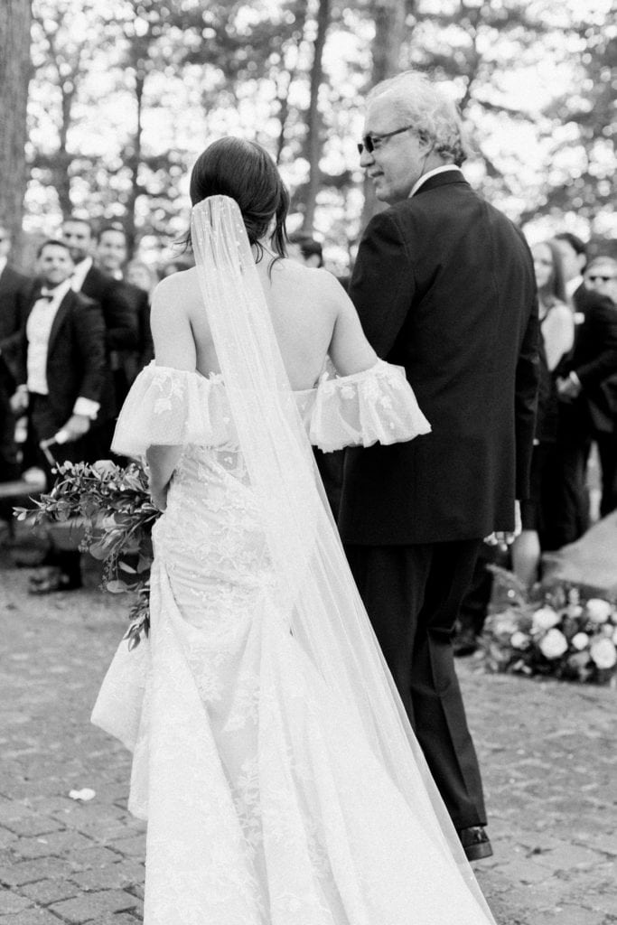 Black and white wedding photo: Outdoor Fall Seven Springs Wedding captured by Pittsburgh Wedding Photographer Lauren Renee