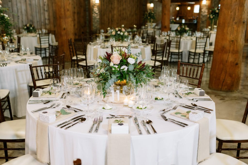 Wedding table decor: Outdoor Fall Seven Springs Wedding captured by Pittsburgh Wedding Photographer Lauren Renee