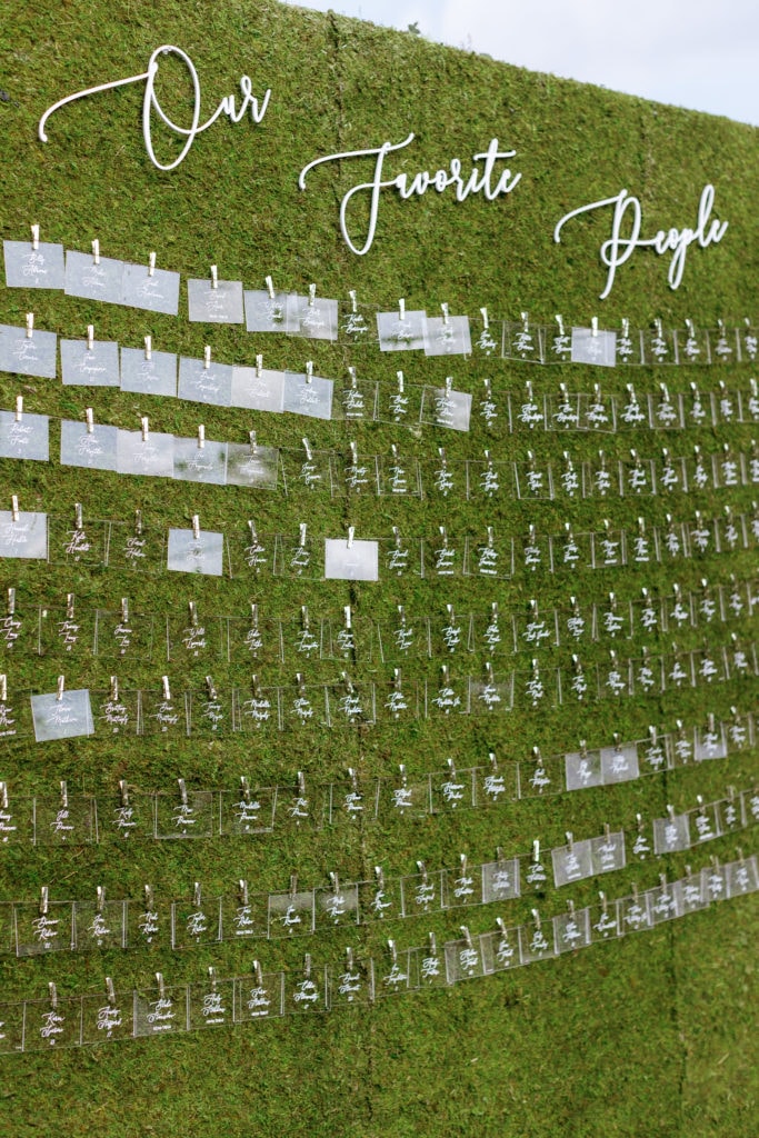 Wedding escort card display: Outdoor Fall Seven Springs Wedding captured by Pittsburgh Wedding Photographer Lauren Renee