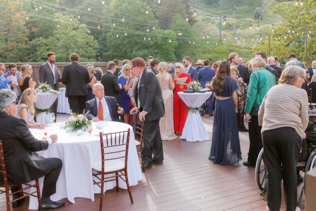 Wedding cocktail hour: Outdoor Fall Seven Springs Wedding captured by Pittsburgh Wedding Photographer Lauren Renee