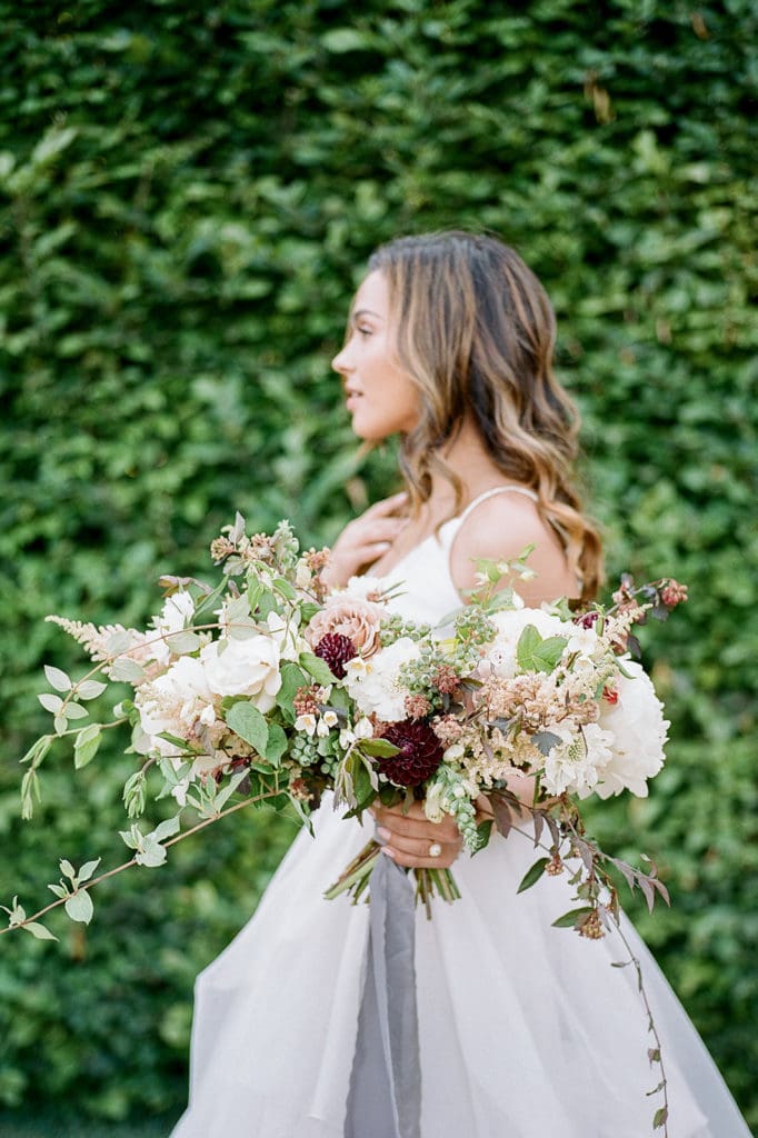 Bridal bouquet by Emily Reynold Design: Kestrel Park California Wedding Inspiration Styled Shoot captured by Pittsburgh Wedding Photographer Lauren Renee