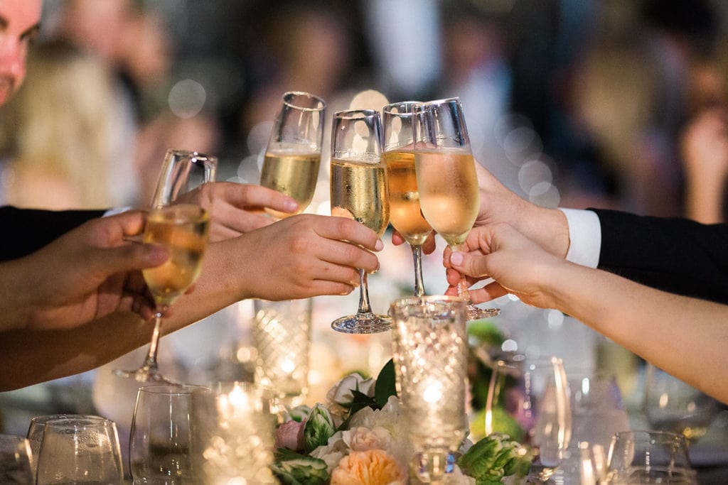 Wedding toast: Black Tie Fox Chapel Golf Club Wedding captured by Pittsburgh wedding photographer Lauren Renee