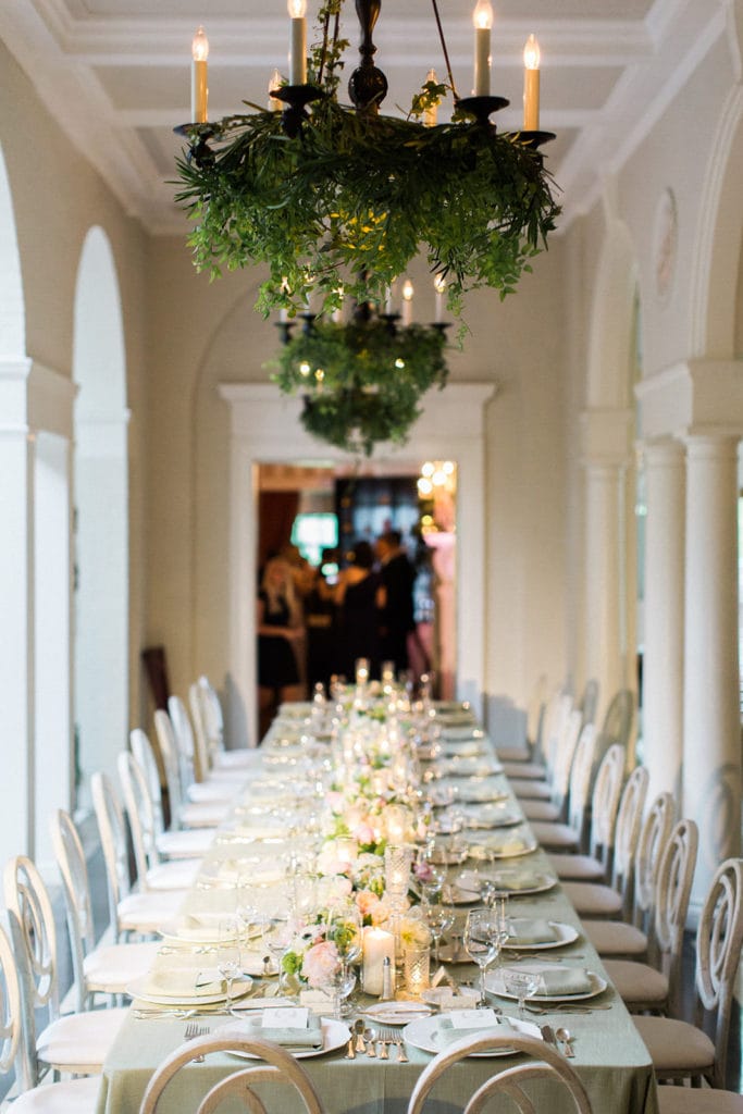 Family style wedding tables: Black Tie Fox Chapel Golf Club Wedding captured by Pittsburgh wedding photographer Lauren Renee