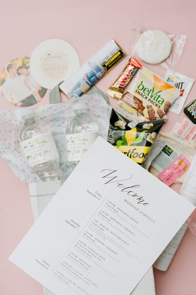 welcome bag for seven springs wedding