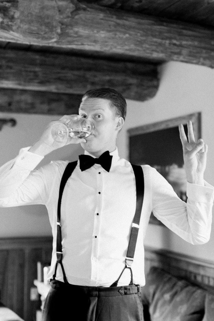 Groom getting ready the morning of his wedding