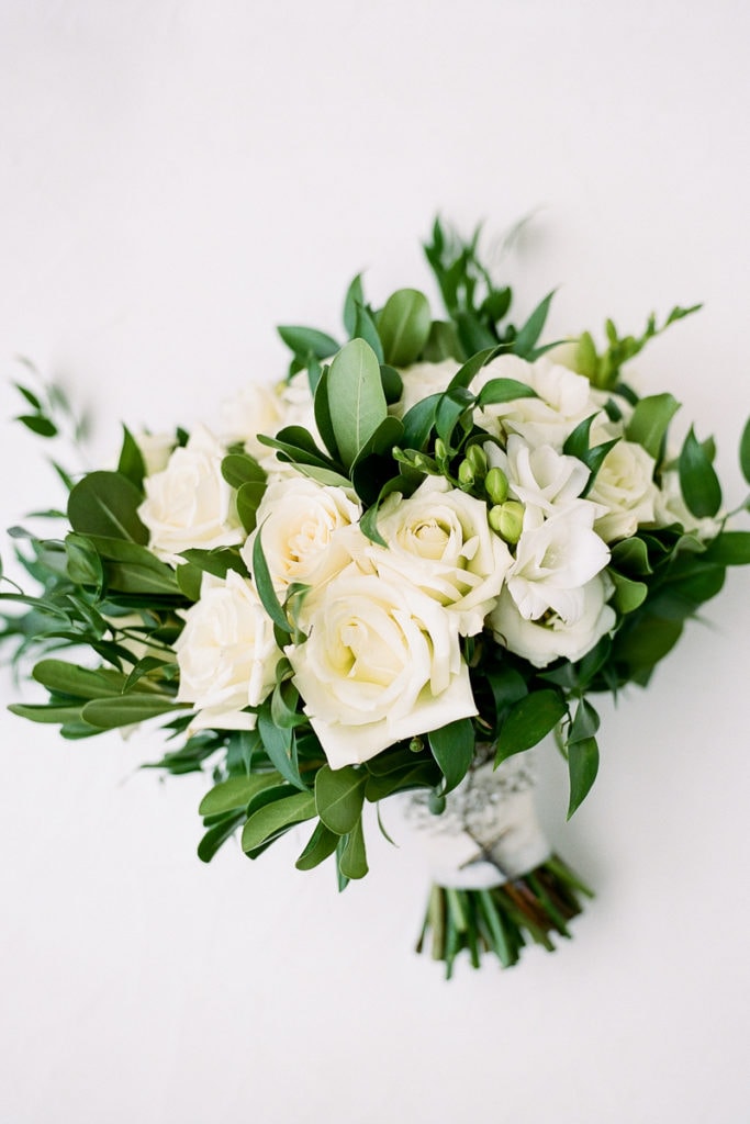 White and green bridal bouquet from Allison McGeary