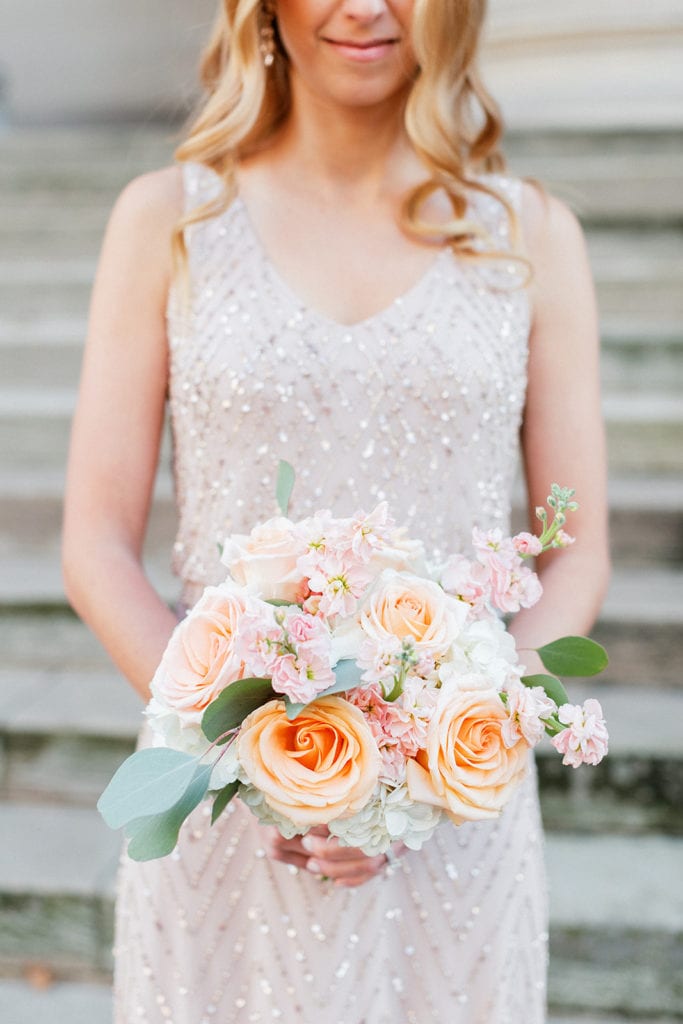 Orange and white wedding bouquet