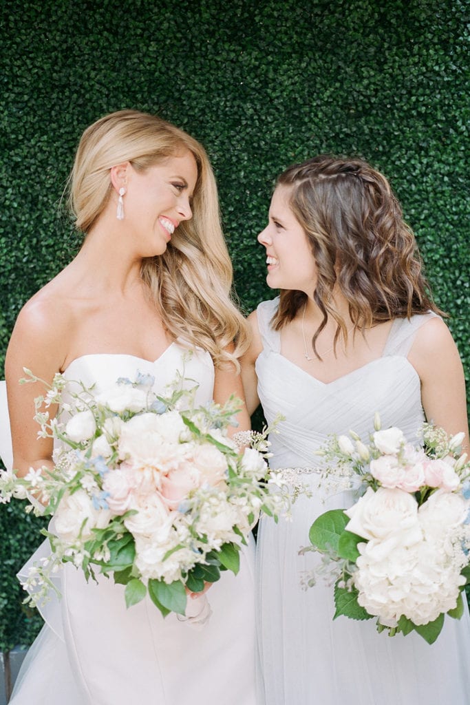 Bride with maid of honor wedding portrait