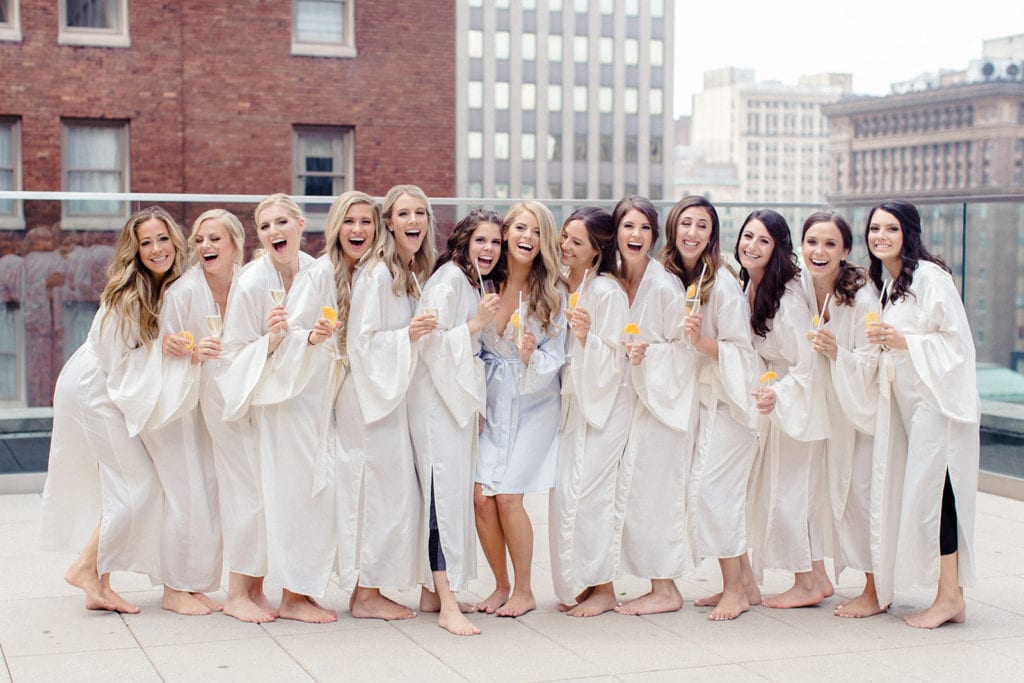 Bridal party wedding photography on Pittsburgh's Hotel Monaco rooftop