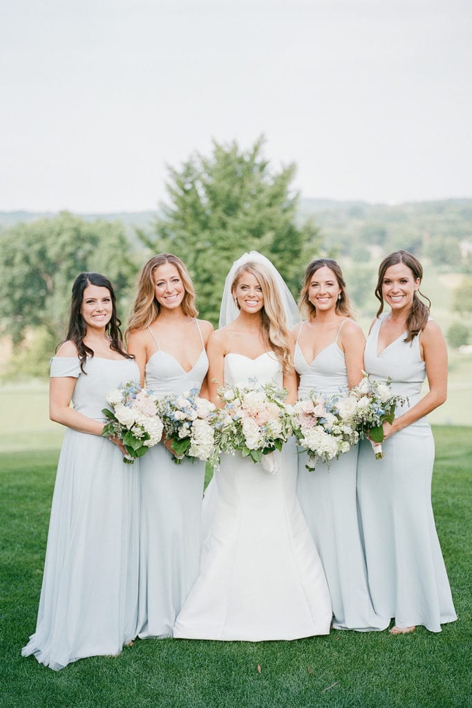 Mist colored bridesmaids dresses