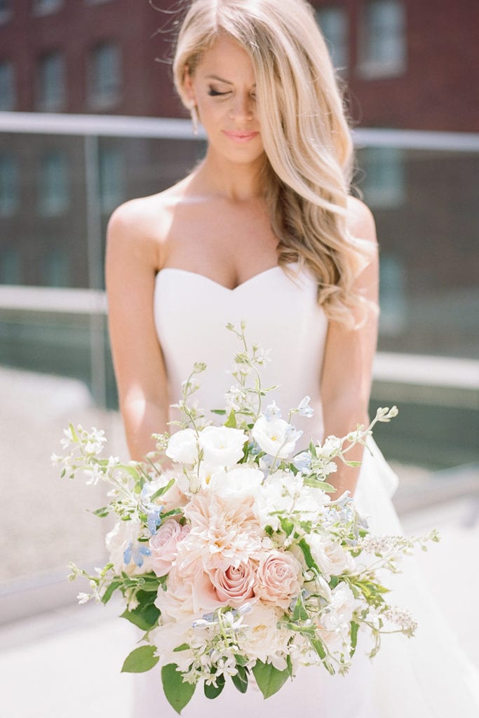 Pink and white organic wedding bouquet by Mount Lebanon Floral