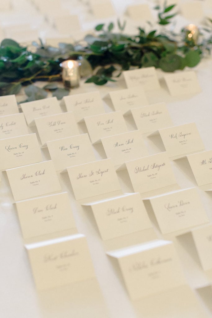 Ivory and black wedding escort cards