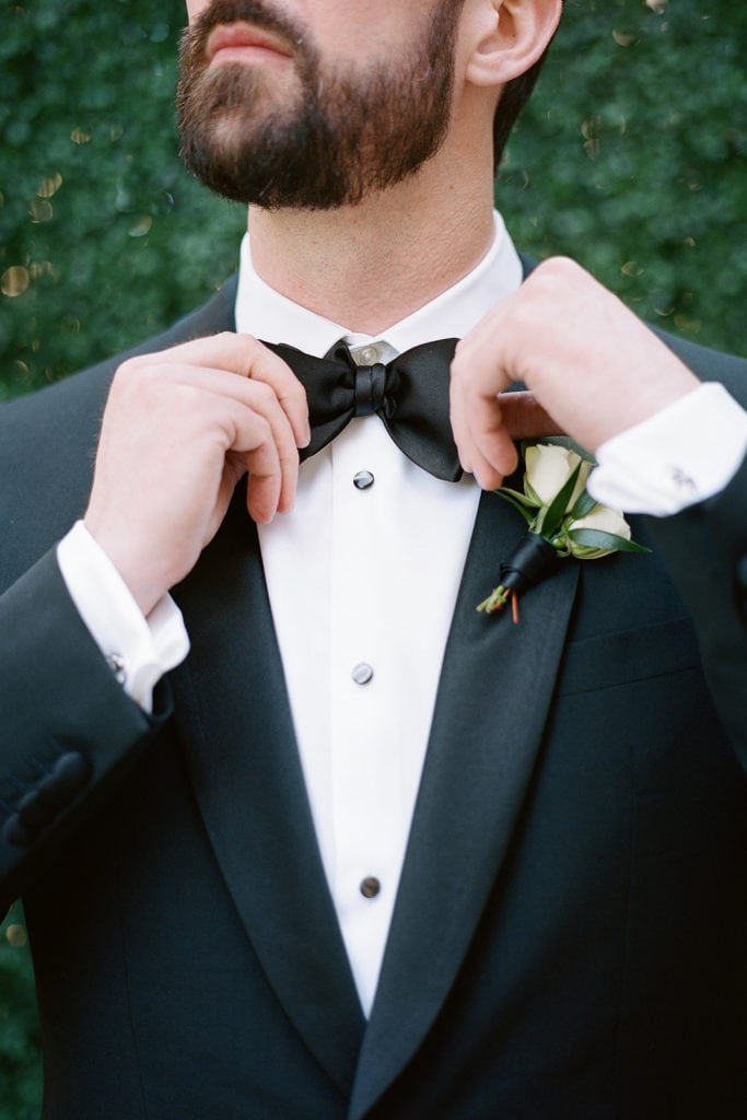 Classic black wedding tuxedo with bow tie