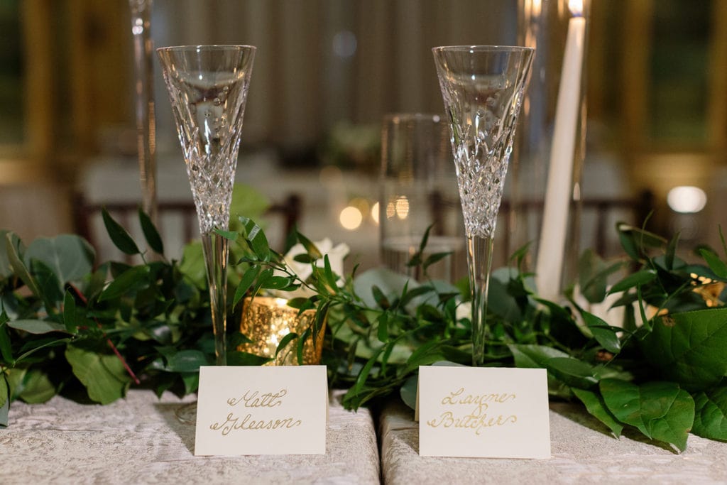 White and gold wedding escort cards