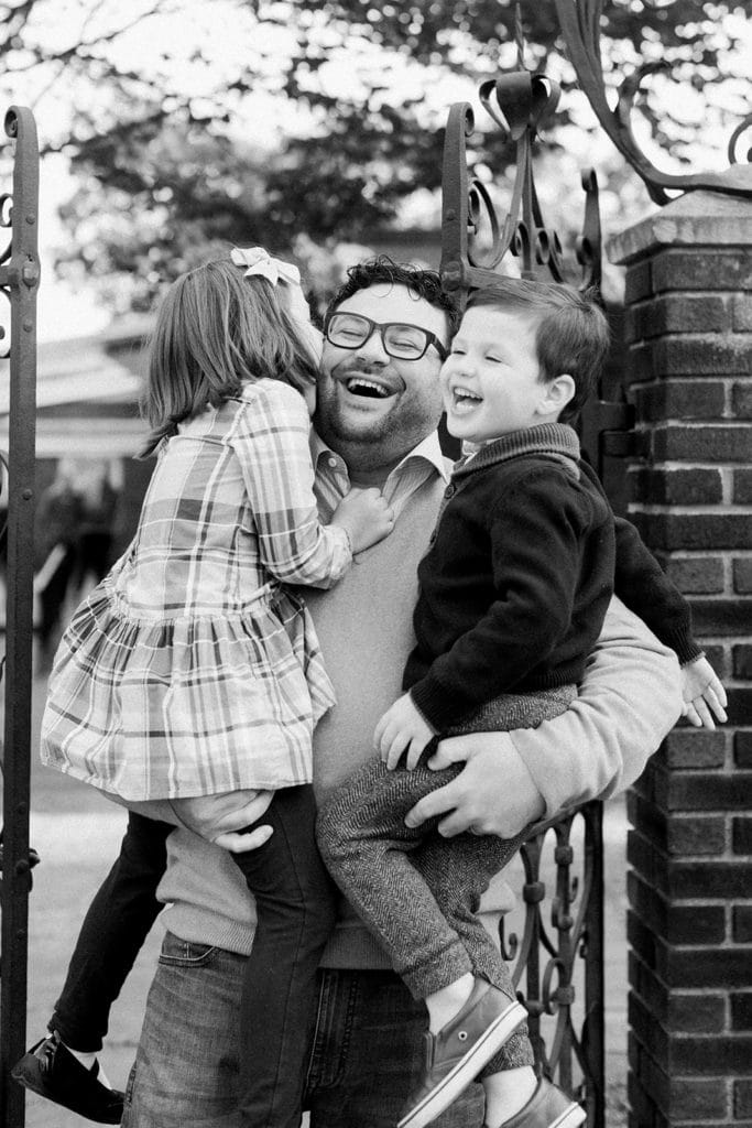 Black and white Pittsburgh family portrait