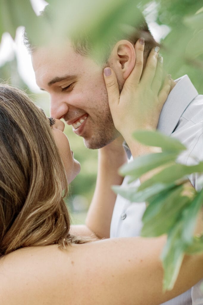 Couple exchanging eskimo kisses