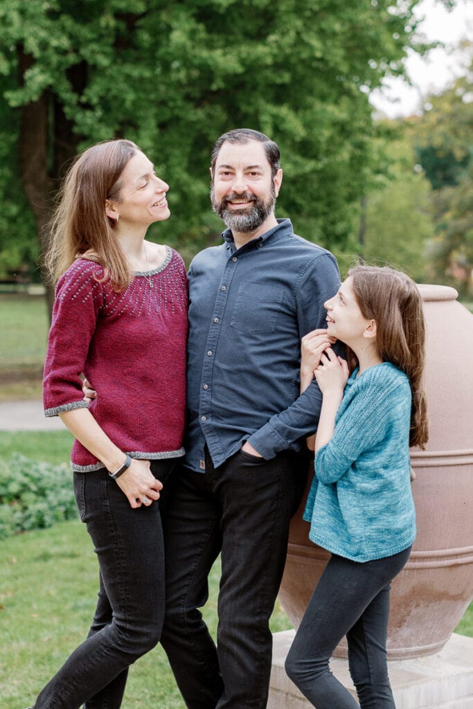 Family of three portrait in Mellon Park