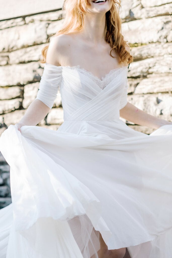 Off the shoulder wedding dress