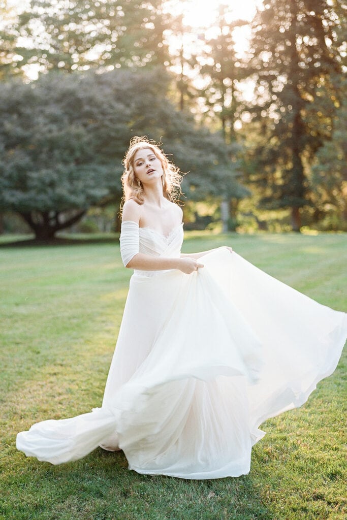 Off the shoulder wedding gown