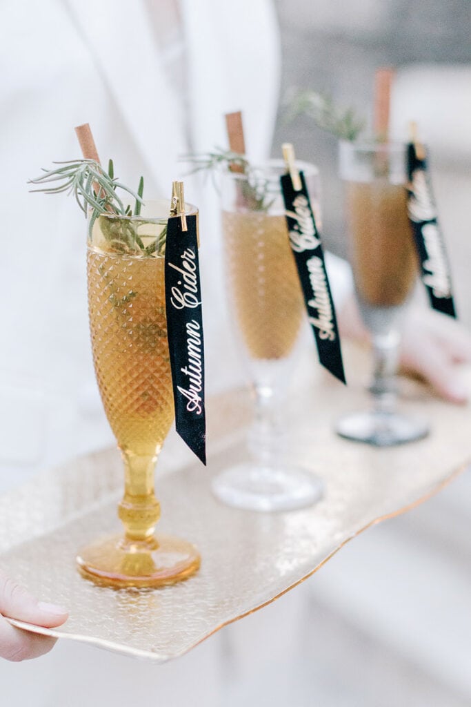 Autumn cider wedding drinks