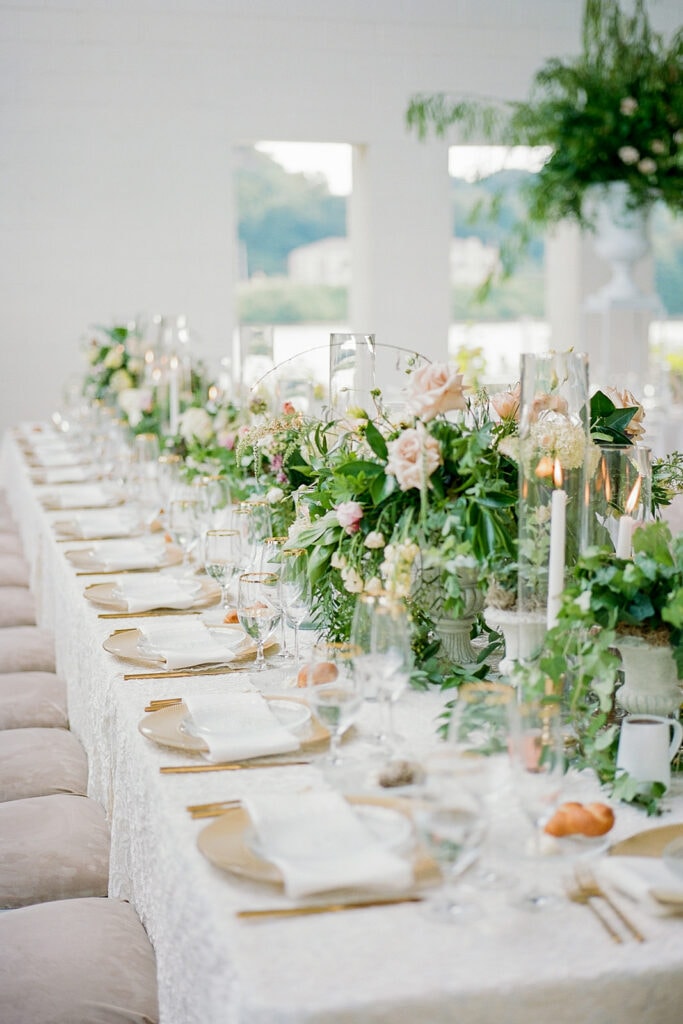 Family style wedding tables