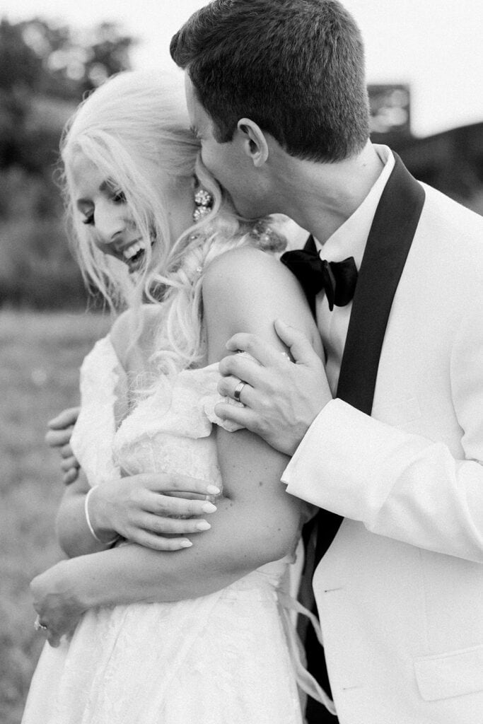 Black and white wedding portrait by Pittsburgh wedding photographer Lauren Renee