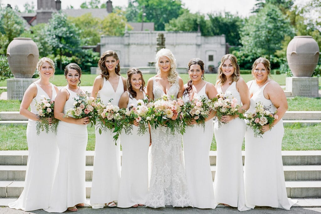 Long white bridesmaid dresses