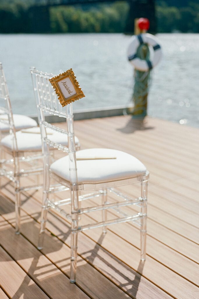 Clear chiavari wedding ceremony chairs