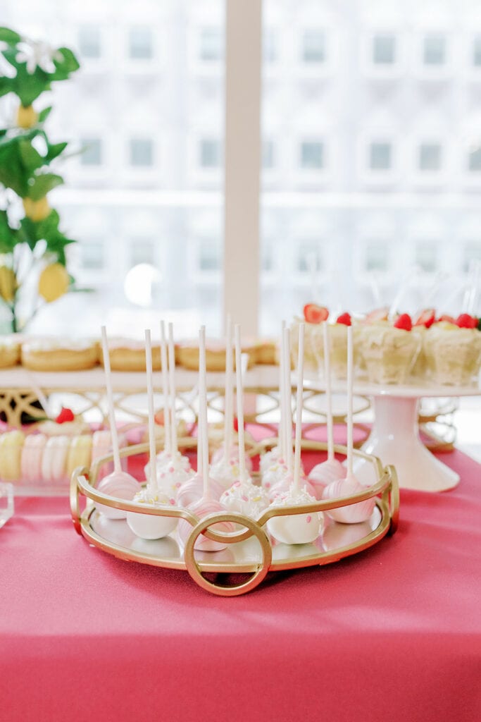 Pink and white cake pops