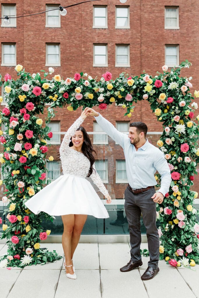 Colorful rooftop Hotel Monaco Bridal Shower