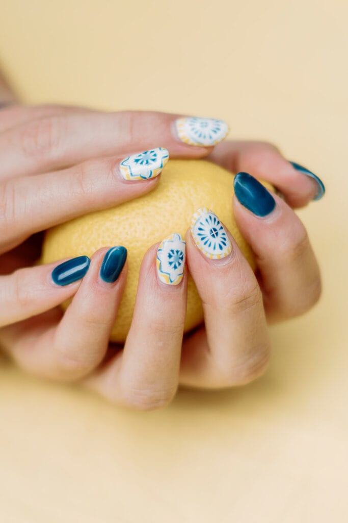 Lemon inspired bridal shower nails