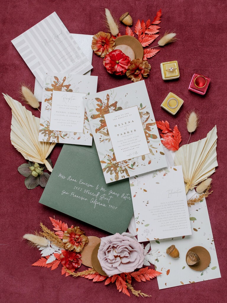 Bohemian wedding invitation suite