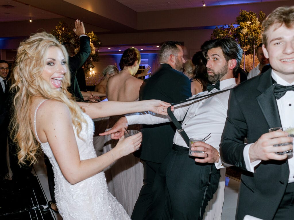 Bride and groom dancing