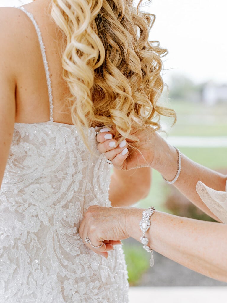 Embellished wedding dress details