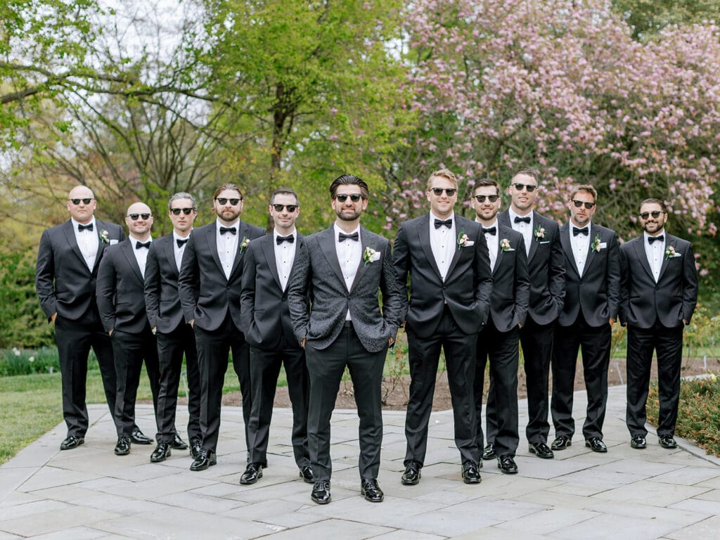 Groom and groomsmen in Enzo Custom tuxedos